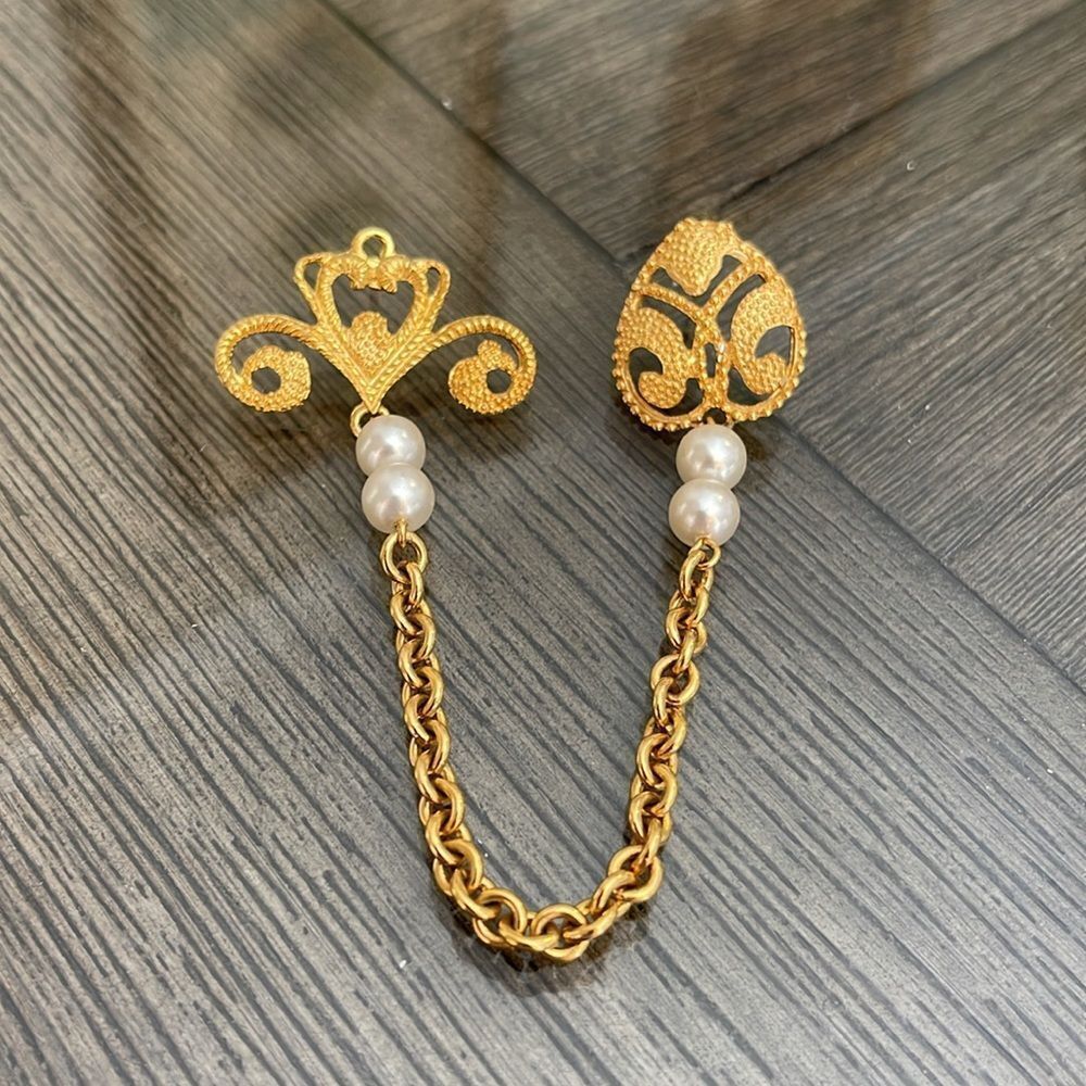 Vintage 80’s Collar Chain Gold and Faux Pearls
